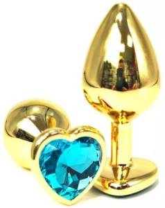 Анальная пробка Butt Plug gold Blue S 